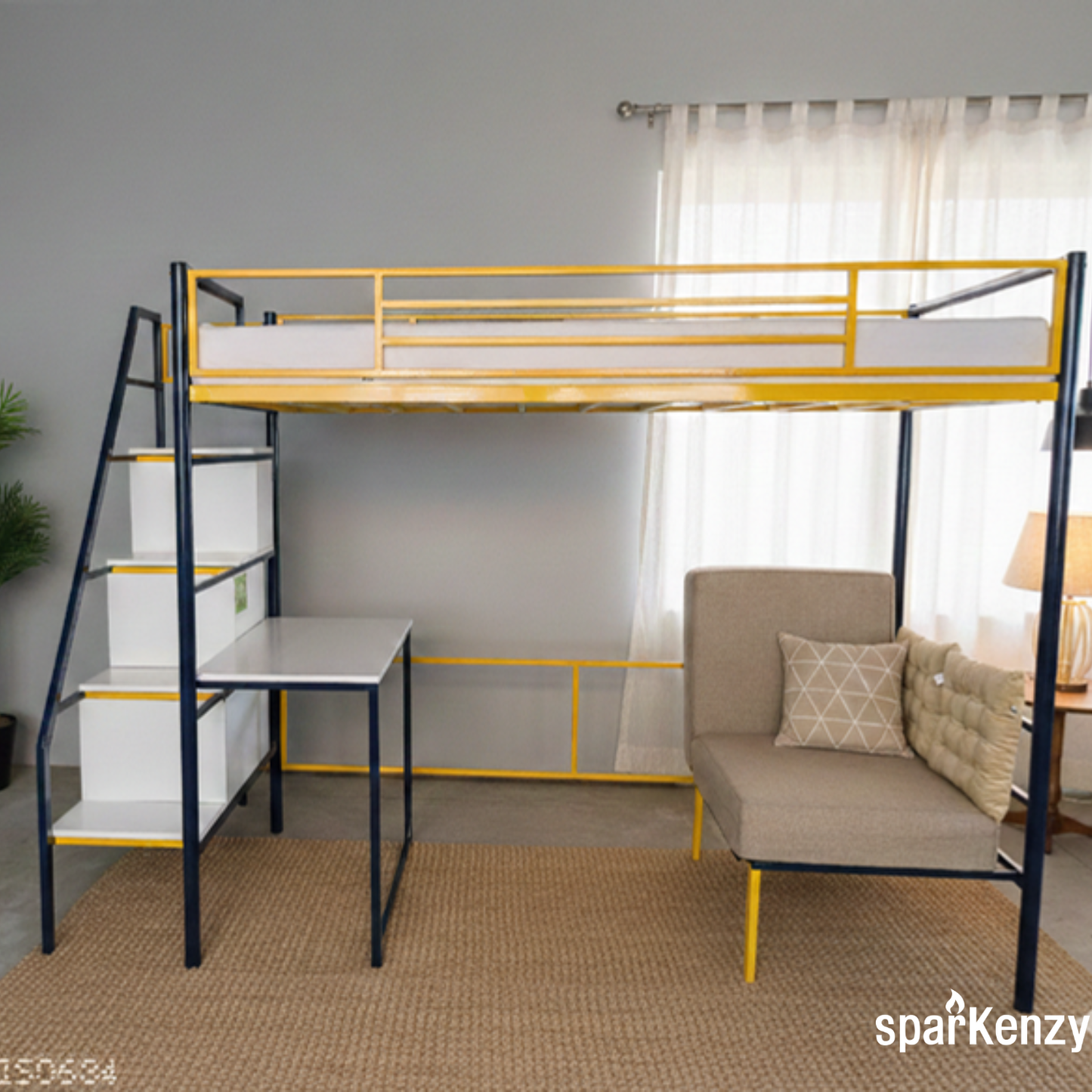 Sparkenzy Loft Bed with study table | Workstation, Sofa and Stair case step