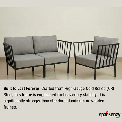 Sparkenzy Modern Steel Sofa with Cushion- Suitable for Outdoor/Indoor/Patio-3,4,5,6 Seater
