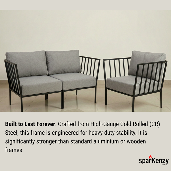 Sparkenzy Modern Steel Sofa with Cushion- Suitable for Outdoor/Indoor/Patio-3,4,5,6 Seater