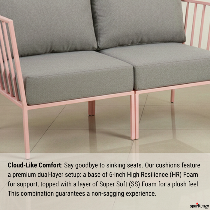 Sparkenzy Modern Steel Sofa with Cushion- Suitable for Outdoor/Indoor/Patio-3,4,5,6 Seater