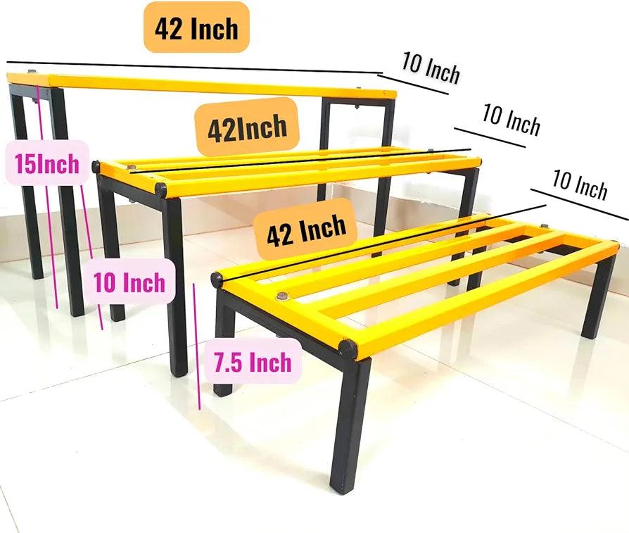 Sparkenzy HD 3 Step Multi Color Garden Flower Pot Stand for balcony | Gold and Black