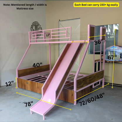 Sparkenzy Bunk Bed with slide | Twin Bunk cot