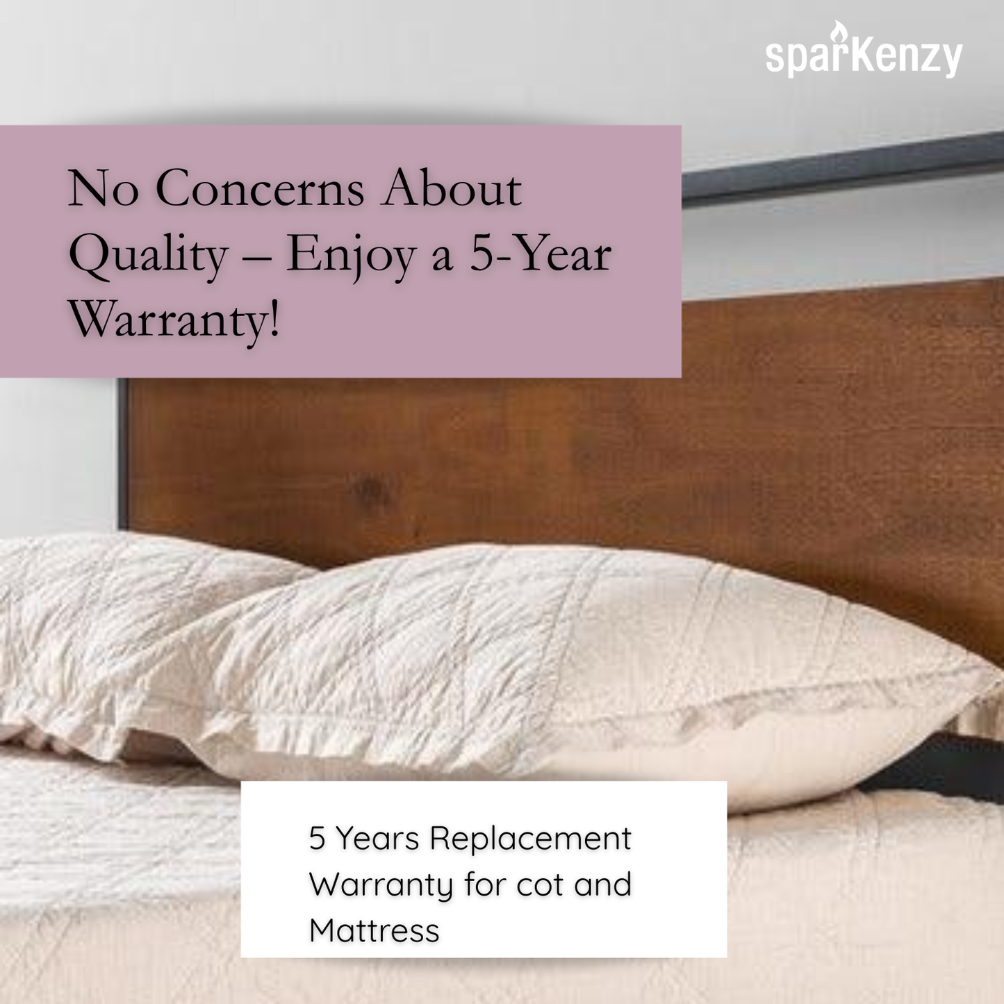Sparkenzy Steel Bed with wooden Head and Foot Board | King/queen/double/single