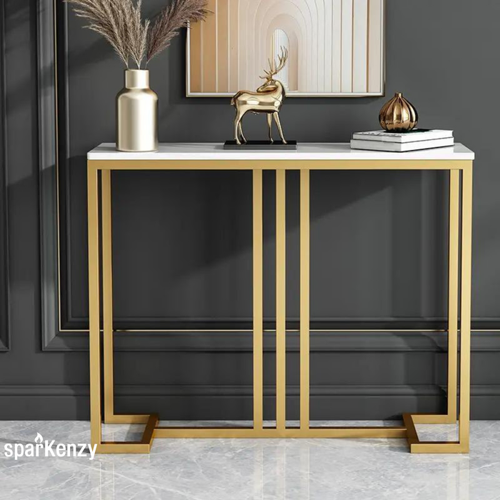 Sparkenzy Console Table - Design 3 | Hallway table for Living Room with glossy artificial Marble Top | Foyer table