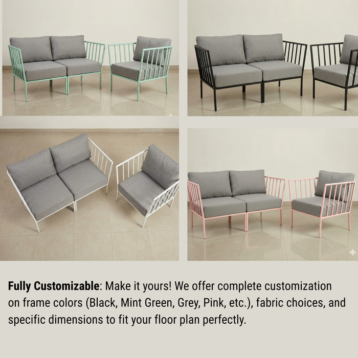 Sparkenzy Modern Steel Sofa with Cushion- Suitable for Outdoor/Indoor/Patio-3,4,5,6 Seater
