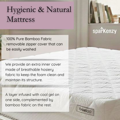 Sparkenzy Weikkenson Hybrid Memory Foam Mattress with Bamboo Zipper Fabric 6" | Dual Comfort | Orthopedic