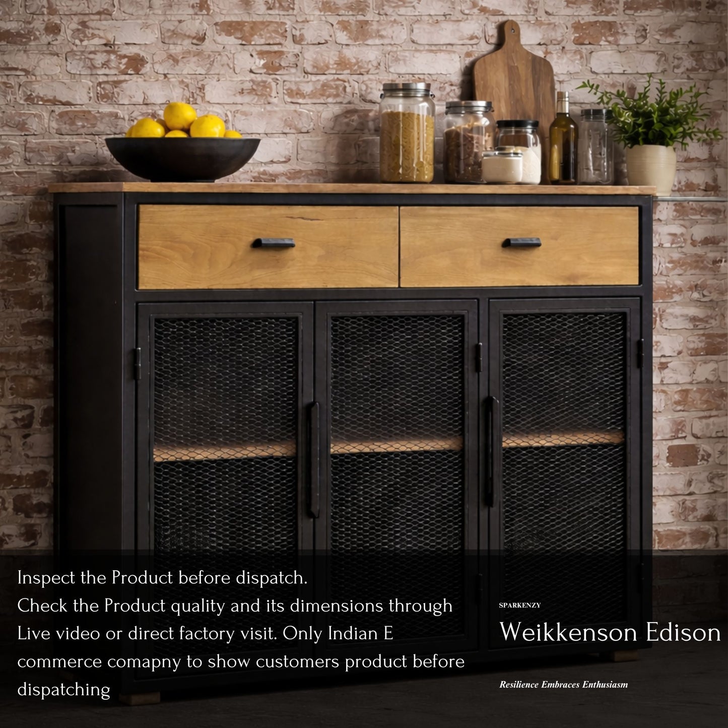 Sparkenzy Weikkensons Edition Sturdy Kitchen Rack | Steel with wood