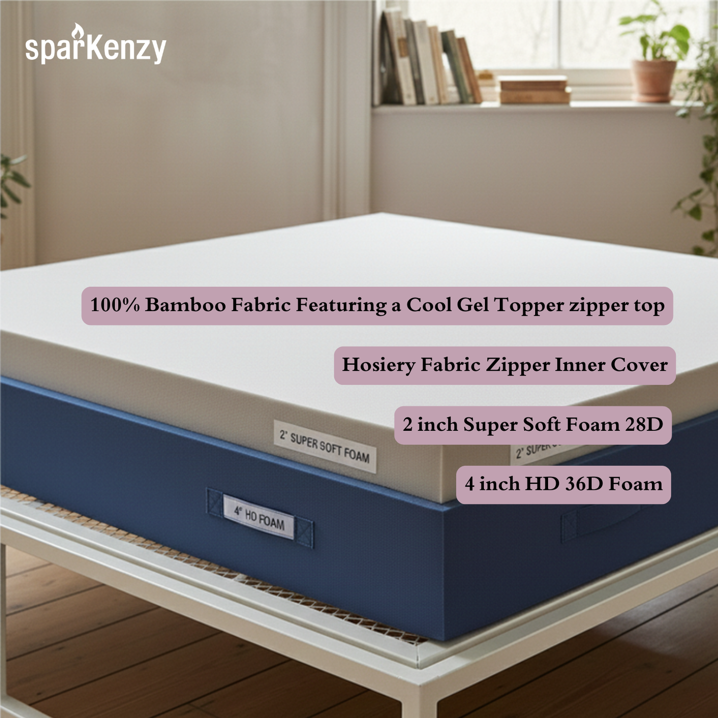 Sparkenzy Steel Bed with wooden Head and Foot Board | King/queen/double/single