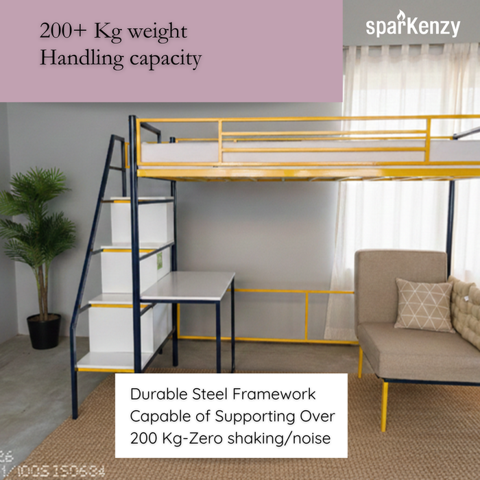 Sparkenzy Loft Bed with study table | Workstation, Sofa and Stair case step