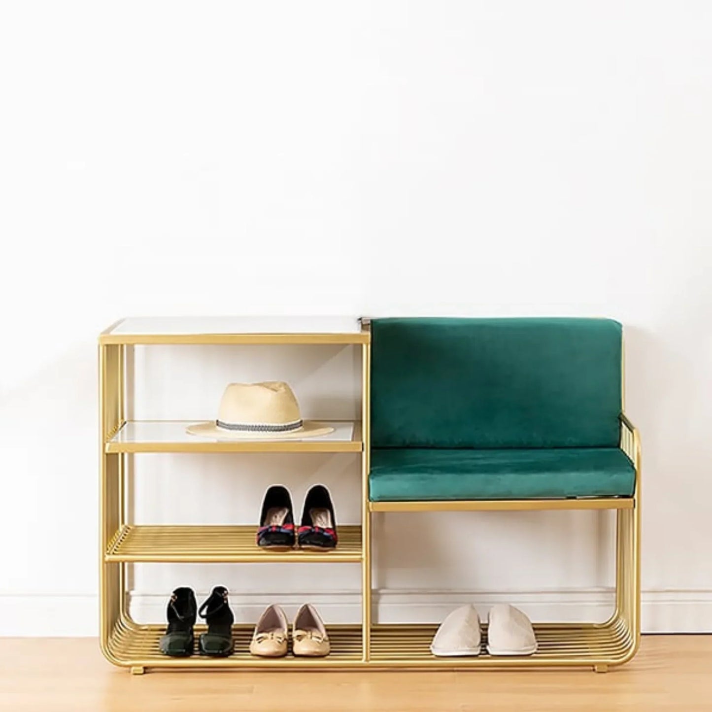 Sparkenzy Modern Shoe rack with Seat | Metal slipper stand