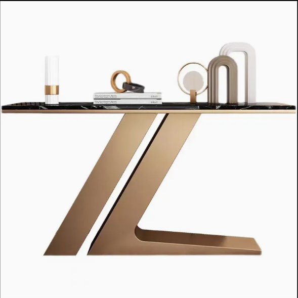 Sparkenzy Z type Console Table for Living room- Stainless Steel with PVD Coating