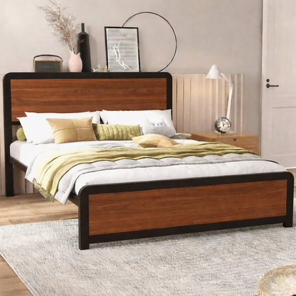 Sparkenzy Steel Bed with wooden Head and Foot Board | King/queen/double/single