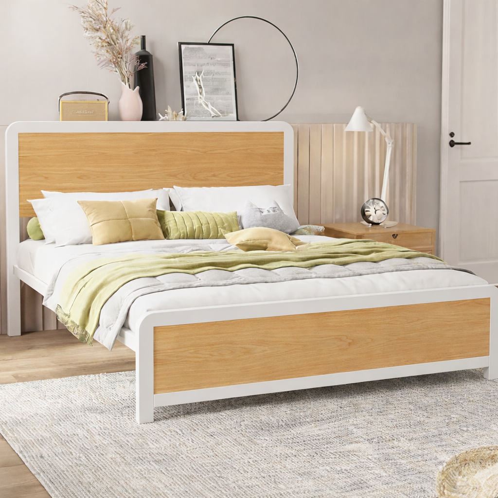 Sparkenzy Steel Bed with wooden Head and Foot Board | King/queen/double/single