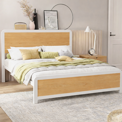 Sparkenzy Steel Bed with wooden Head and Foot Board | King/queen/double/single