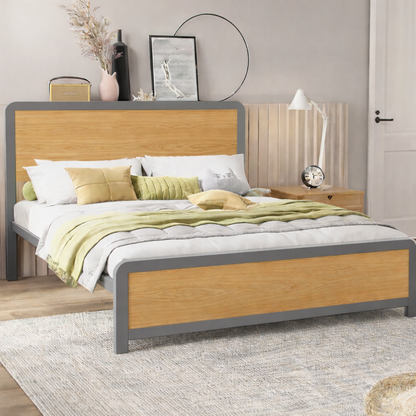 Sparkenzy Steel Bed with wooden Head and Foot Board | King/queen/double/single