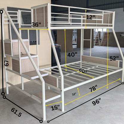 Sparkenzy HD Twin Bunk cot with Storage and stair case steps