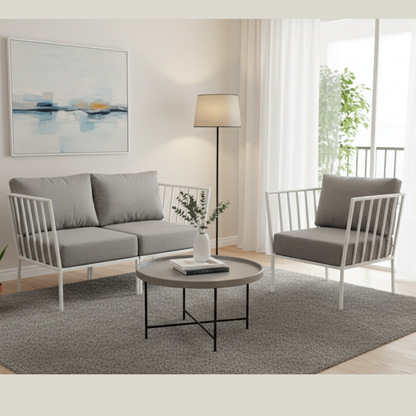 Sparkenzy Modern Steel Sofa with Cushion- Suitable for Outdoor/Indoor/Patio-3,4,5,6 Seater