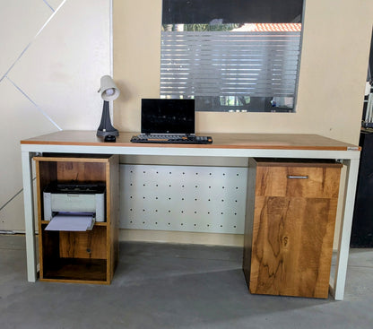 Sparkenzy Modern Office desk | Laptop and Desktop Table with printer rack and under cabinet
