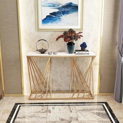 Sparkenzy Console Table - Design 4 for Living Room with glossy artificial Marble Top | Foyer table