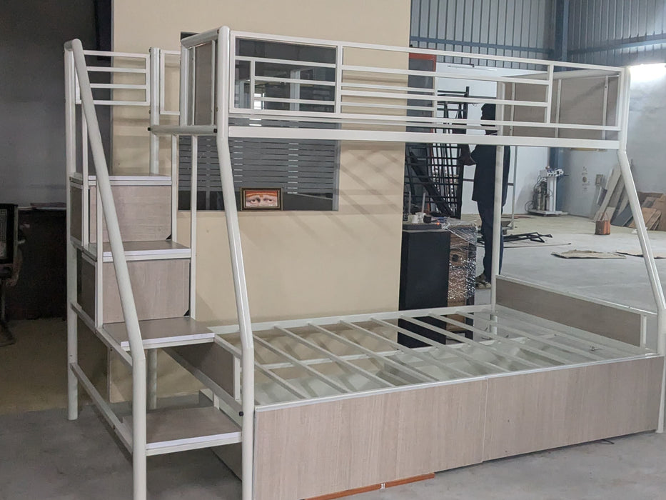 Sparkenzy HD Twin Bunk cot with Storage and stair case steps