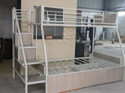 Sparkenzy HD Twin Bunk cot with Storage and stair case steps