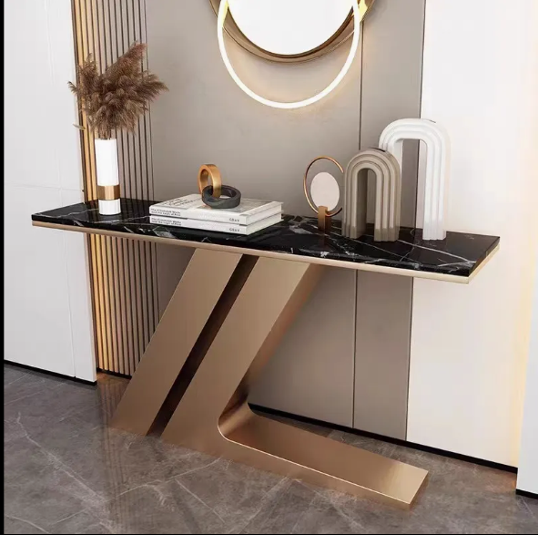 Sparkenzy Z type Console Table for Living room- Stainless Steel with PVD Coating