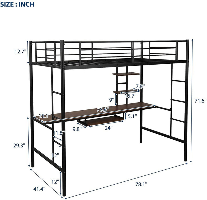 Sparkenzy Metal Bunk bed | Loft bed with Study /work desk