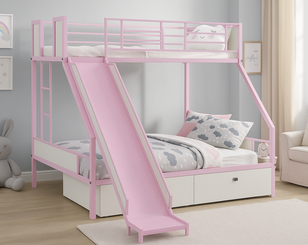 Sparkenzy Bunk Bed with slide | Twin Bunk cot