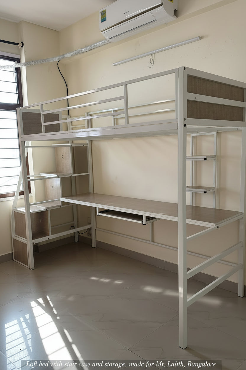Sparkenzy Metal Bunk bed | Loft bed with Study /work desk