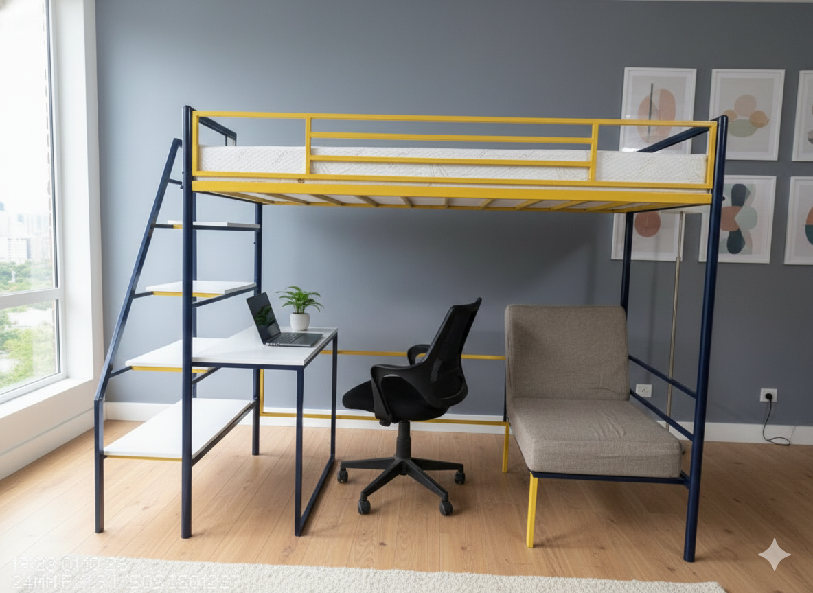 Sparkenzy Metal Bunk bed | Loft bed with Study /work desk