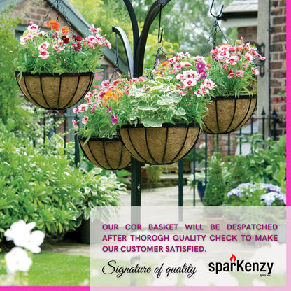 Sparkenzy 10 Inch Coir Hanging Basket | Coir Hanging Pots for Garden