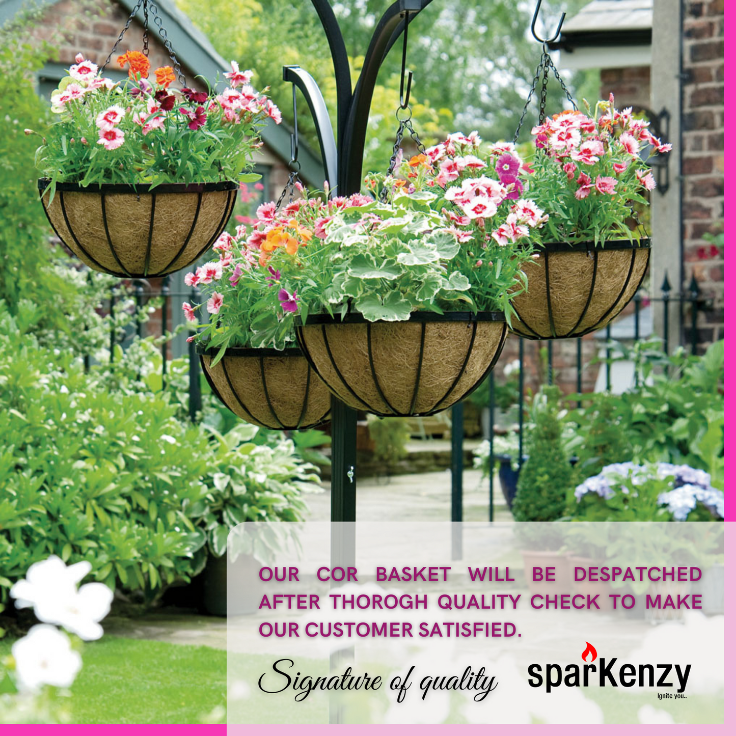 Sparkenzy 8 Inch Coir Hanging Basket | Coir Hanging Pots for Garden