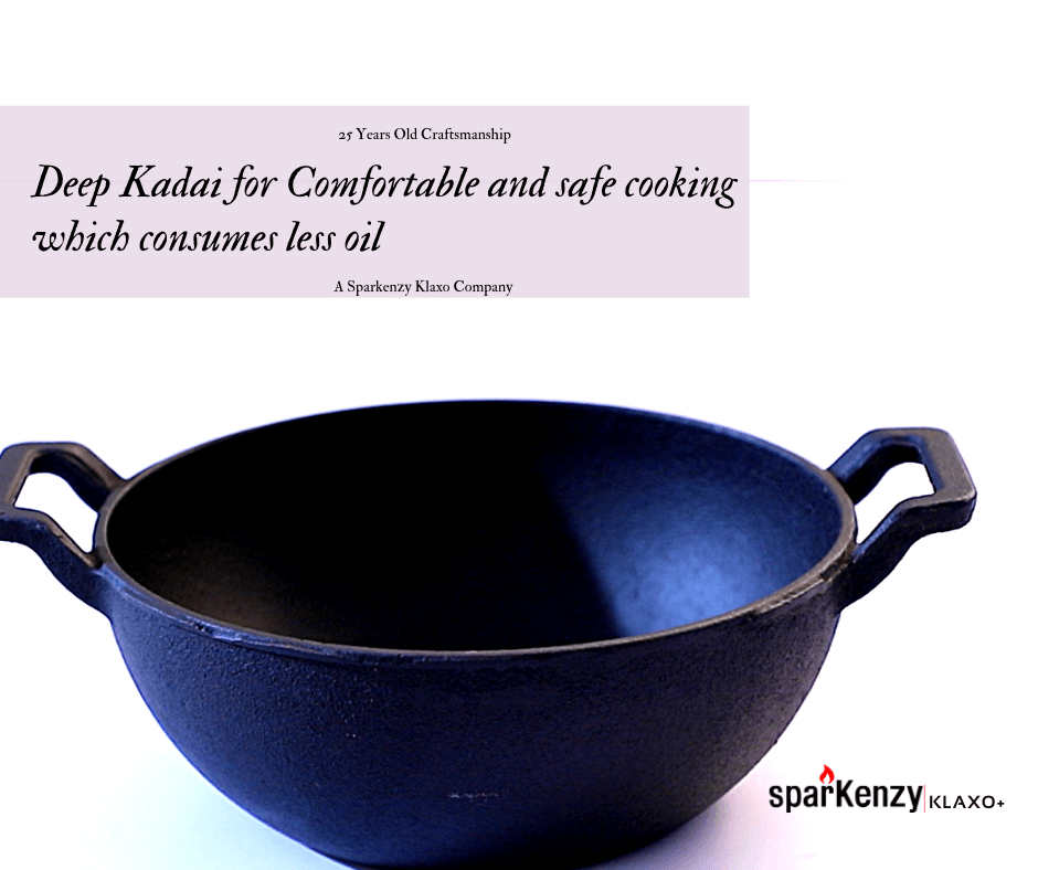 Sparkenzy Pre seasoned Cast iron Kadai 10 inch | Paniyaram Pan 12 pit | dutch oven | combo