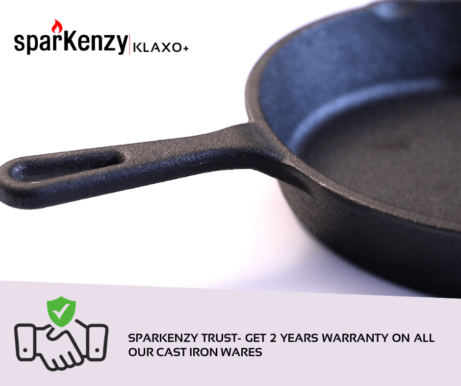 Sparkenzy Pre seasoned cast iron dosa tawa 11 inch | cast iron skillet 10 inch | dutch oven | combo
