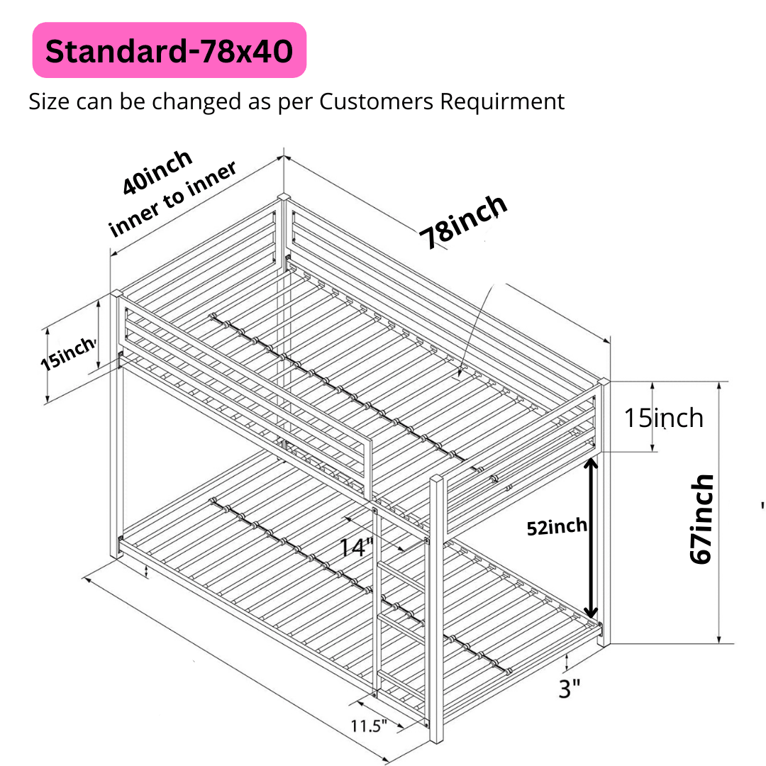 Sparkenzy bunk bed for Adults and kids | twin bunk bed frame | bunk bed