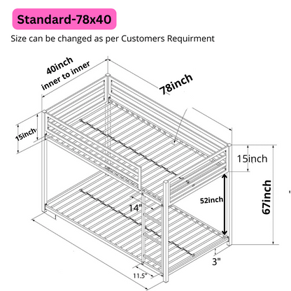 Sparkenzy bunk bed for Adults and kids | twin bunk bed frame | bunk bed