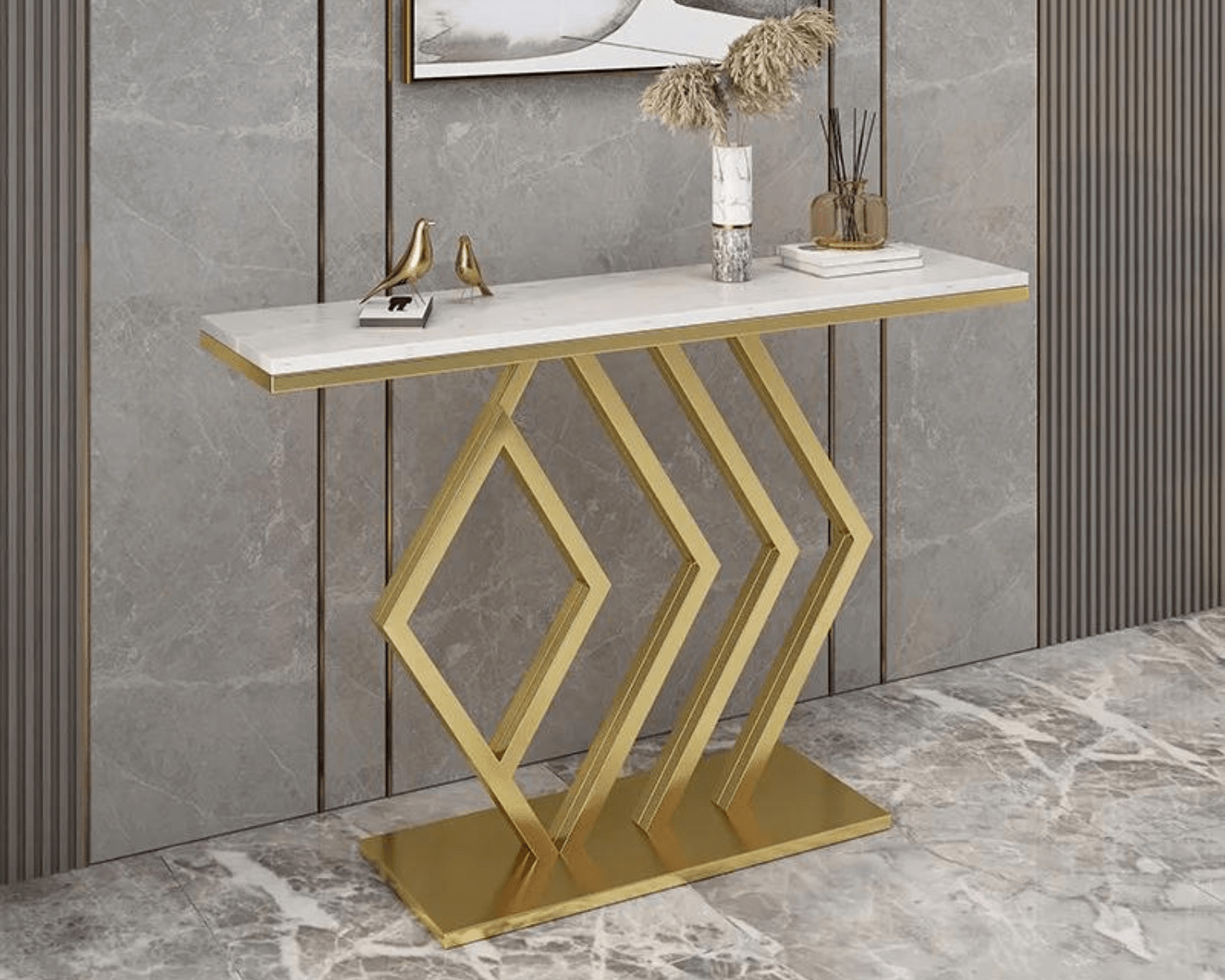 Sparkenzy Modern Console Table for Living Room with Marble Top | Entryway foyer table