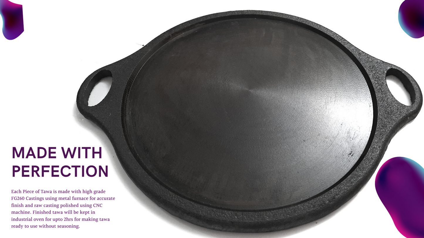 Sparkenzy Pre seasoned Cast iron Dosa Tawa 11 inch | Skillet 10 inch | Combo