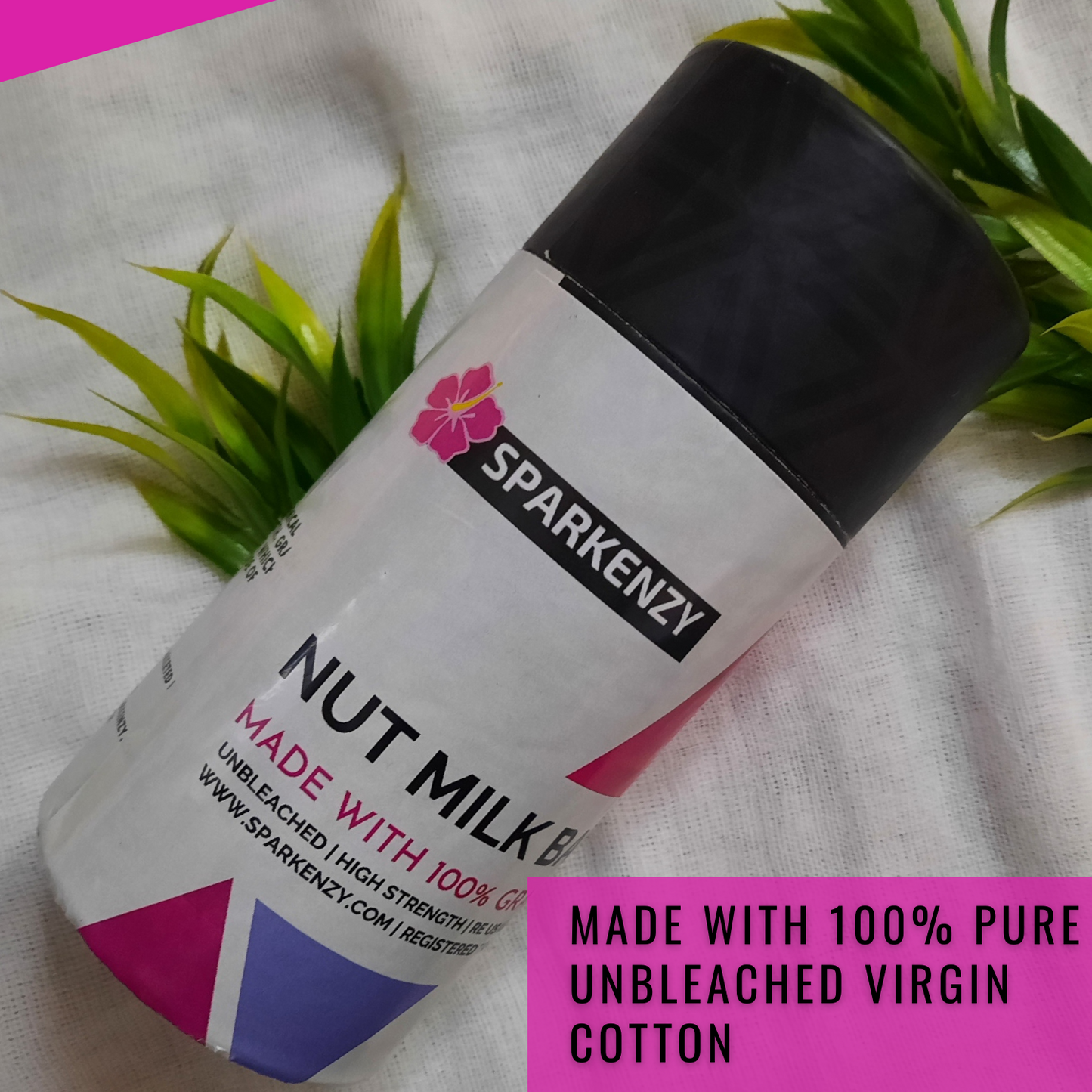 Sparkenzy Unbleached Nut Milk Bag | Muslin Cloth | Cheese Making | Strainer