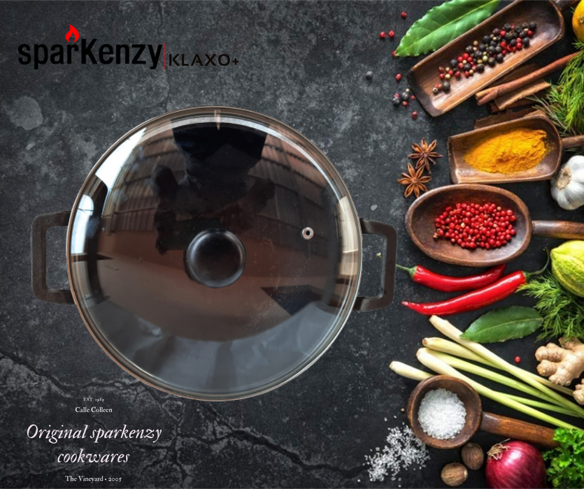 Sparkenzy Cast Iron Kadai with lid | Wok | Pre Seasoned | 10 inch