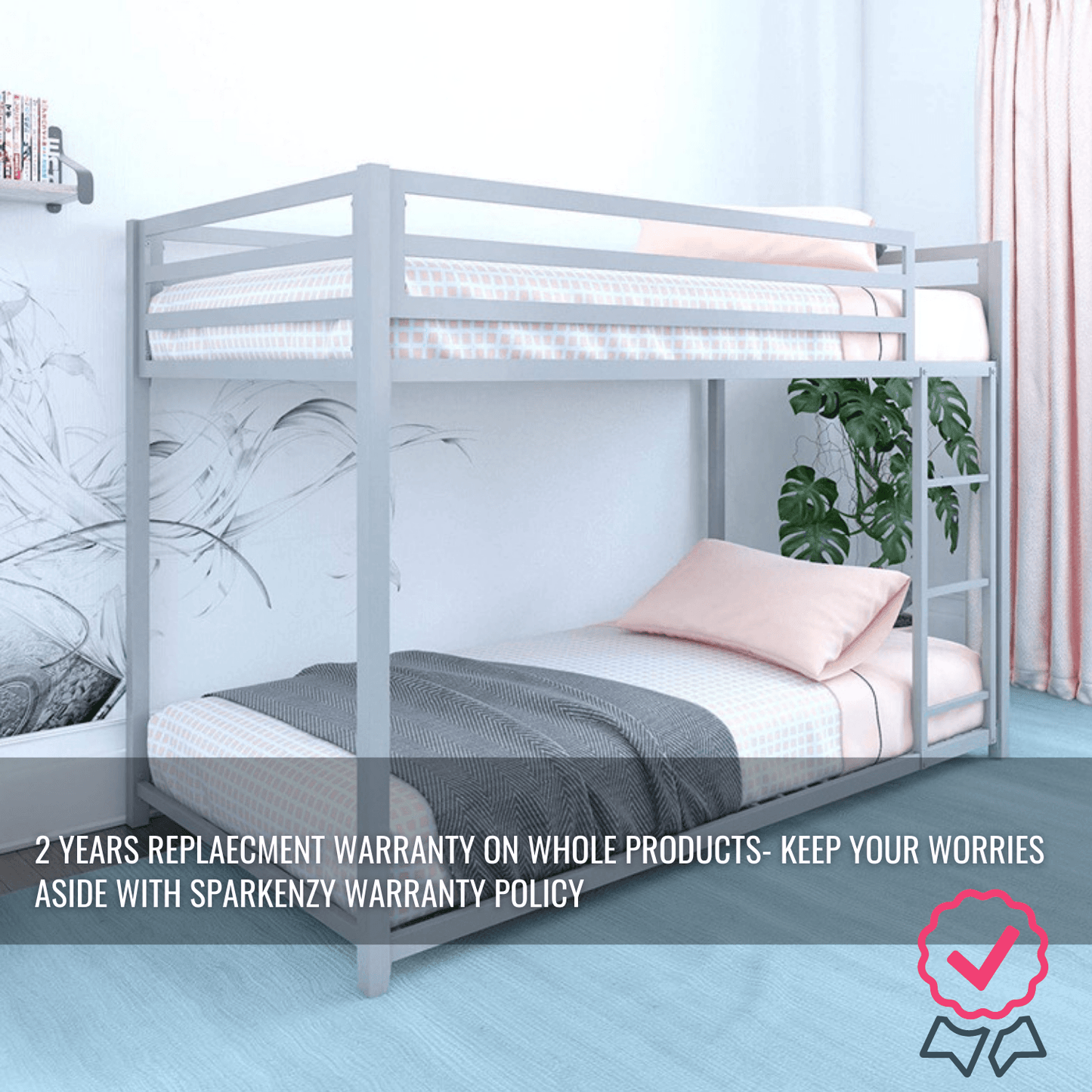 Sparkenzy bunk bed for Adults and kids | twin bunk bed frame | bunk bed