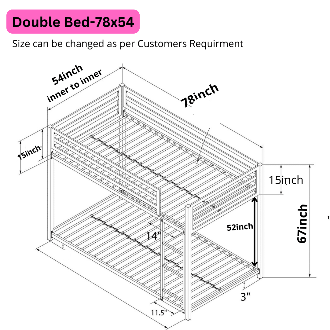 Sparkenzy bunk bed for Adults and kids | twin bunk bed frame | bunk bed