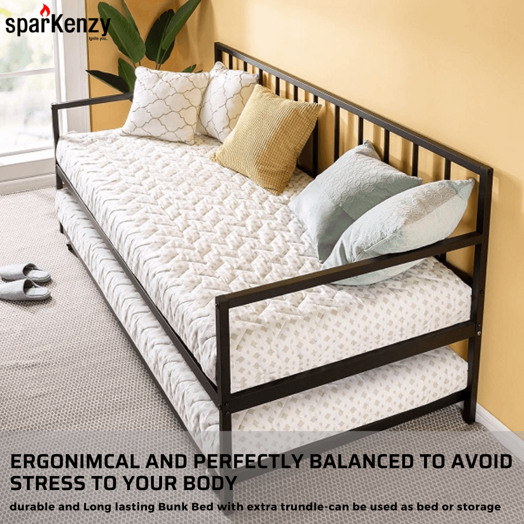 Sparkenzy Day Bed with trundle made with metal | Sofa cum metal bed for living room