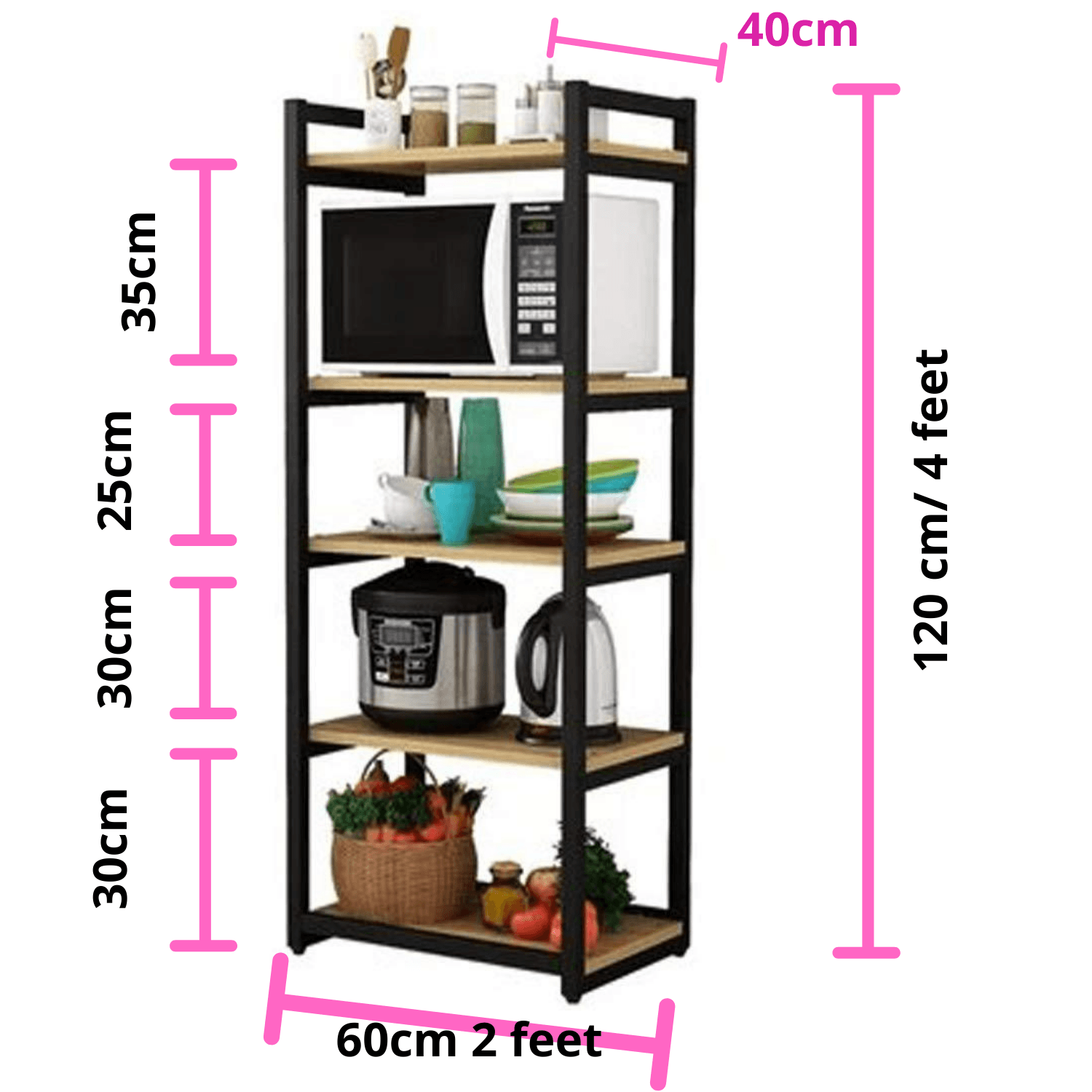 Sparkenzy HD Kitchen Storage Rack | Microwave oven stand with wheels