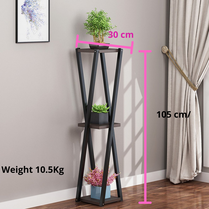 HD - X type Indoor Iron plant stand with 3 Shelf