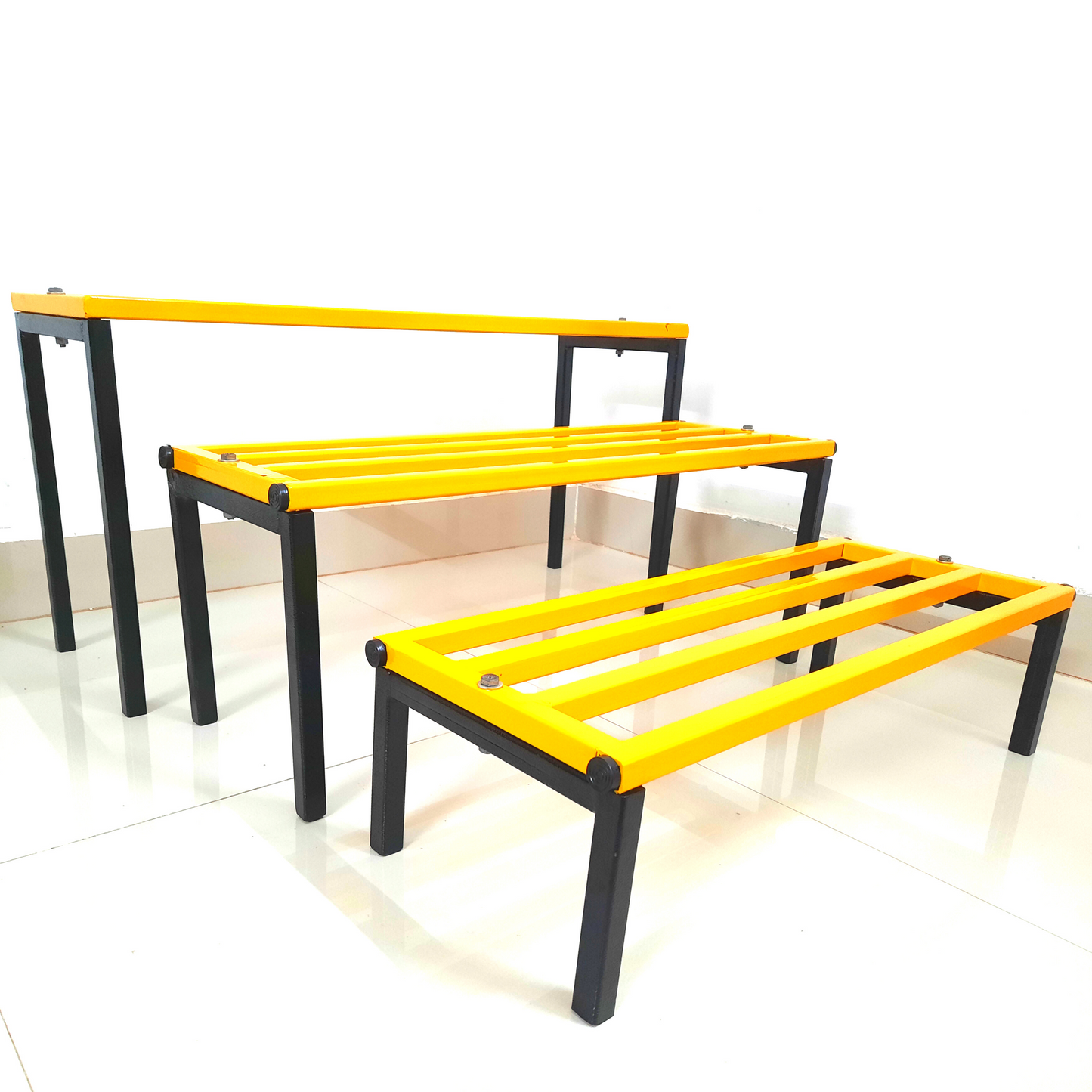 Sparkenzy HD 3 Step Multi Color Garden Flower Pot Stand for balcony | Gold and Black