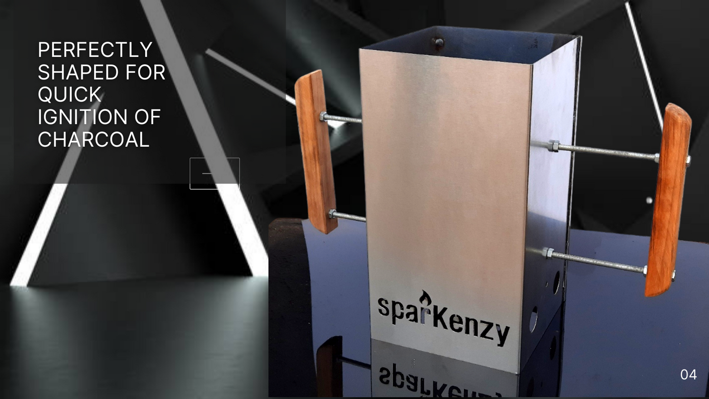 Sparkenzy Barbeque Chimney Starter | Charcoal Starter | Stainless Steel