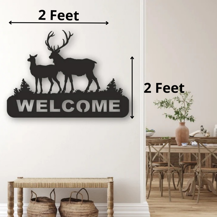 Sparkenzy deer wall art | welcome metal wall art decor | Custom size available