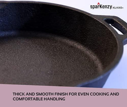 Sparkenzy Cast Iron Pre Seasoned Skillet Pan | Pizza Pan | Tawa | 10 inch