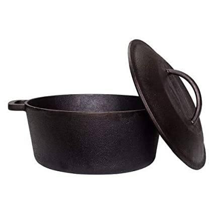 Sparkenzy Pre Seasoned Cast Iron Dutch Oven | Cooking Pot | 5 Litre